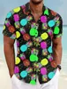 Men's Casual Shirts Pineapple Tropical Mens Shirt Summer Aloha Shirt Casual Holiday Summer Spring Turndown Short Sleeve Stretch Fabric Shirt 240424