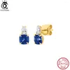 Pendientes de sementales orsa Joyas 925 STERLING Silver Azul para mujeres Zirconia Cúcica Aendidas de lujo Joya de boda EQE102