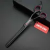 Hair Scissors 7-inch professional pet grooming scissors 7-inch straight thin slitting and curling scissors+leather bag/kit/box Q240426