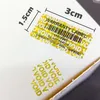 Tattoo -overdracht 3x1.5 cm Sabotermanagebiedstickers met barcode Goud holografische garantie SEAL Hologram Beveiligingslabels met uniek serienummer 240427