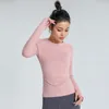 Active shirts tees summer Yoga Round neck long sleeved top tight fitting and quick drying running sports T-shirt sexy and slimming fitness