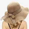 Chapeaux à bord large du chapeau de femme grand pailleur bowknot streamer feuille fleur de douche nuptiale plage nager soulou