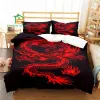 Stelt Chinese Dragon Patroon Dekbedoverkapset Beddengoed voor Aldult Kids Bed Set Game Quilt Cover Coverter Cover Beddengoedset