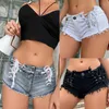 Women's Shorts 2022 Summer New Female Sexy Bandage Bodycon High Waist Denim Shorts Womens Lace Up Jeans Bar Dj Clubwear Y240425