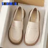 Casual Shoes Woman Loafers Beige Soft Leather Flats Slip On Mocasines Chaussures Plates Sneakers For Women Plus Size 43