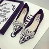 Casual Shoes Plus Size Beading Flats Heels Designer Women Slip-on Luxury Pearls Pointy Loafers Sweet Lace Espadrilles Feminina Creepers