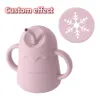 Nom personnalisé Baby Silicone Double Lides d'alimentation tasse avec manche pour les tout-petits apprenant la boisson à collation douce et la vaisselle 240412