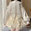 Saias Bonito Lolita Fuzzy Saia Adolescente Meninas De Pelúcia Mini Kawaii Lace Tiered Ruffle Cintura Alta Skort Fluffy Plissado