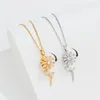 Choker 360° Rotatable Sunflower Necklaces For Women Fashion Key Windmill Butterfly Pendant Clavicle Chain Necklace Mother's Day Gift