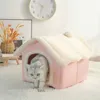 M85W Cat Carriers Crates House Moft Bed Deep Sleeping Room Dog Winter House Löstagbart Mat Pet Tent Kitten Puppy Camouflage Cat Supplies 240426