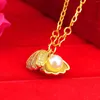 Hängen Shell Pearl 14k Yellow Gold Plated Necklace For Women Elegant Female ClaVicle Chain Birthday Fine Jewets Gifts