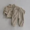 Kleidungssets 2024 Frühling Kinder doppelseitig Fleece Stand-up-Sportanzug Babythin Baby Oberbekleidung Zwei-teiliger Set