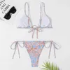 Damen Badebekleidung Customized Logo Badeanzug Dreieck Schnürring Ring Print Sexy Quicksell Cross Out Bikini