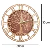 Clocks Tree of Life Wooden Wall Clock Laser Cut Art Farmhouse Style Wall Watch Family Tree Home Decor Housewarming Quiet Sweep Clock