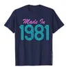 Heren T-shirts 1981 Cool Retro Mens T-shirt Grappig 80s T-shirt 2023 Nieuwste Japanse stijl Top Grade T-shirt katoenen heren Hirt Gothic Shirt J240426