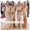 Summer Wedding Chiffon Ivory Bridesmaid Dress Sexig Front Split V Neck Maid of Honor Gown BM0203 2024