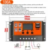 Kontroller 100A/80A/60A/30A/10A PWN Auto Solar Charge Controller LCD Display Dual USB Output 5V Solar Panel Batteriladdningsregulator