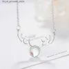 Pendant Necklaces Sweet Colorful Moonstone Antler Necklace Womens 925 Sterling Silver Chain Best Gift S-n362 Q240426