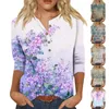 Dames t shirts 3/4 mouw voor vrouwen schattige print grafische tees blouses short mouwen t-shirt zomer casual plus size basic tops pullover