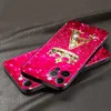 Casos de telefone celular Diamantes rosa Caixa de telefone para Apple iPhone 11 7 12 13 Pro xr x xs máx.