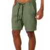 Pantaloncini da uomo pantaloncini di lino solido 2024 Schermo casual estivo sciolte alla moda Street Street Street High Long Pants Shorts Shorts J240426