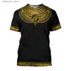 Men's T-Shirts 3D Egyptian Pharaoh Printed T-shirt Summer Casual Retro T-shirts Eye of Horus Mens Fashion Oversized Short Sleeve Tops Q240426