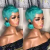 Perruques courtes raies pixie coiffure perruque synthétique perruque bob perruque avec frange pour femmes fête Halloween Cosplay Blue Hair