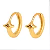 Stud Classic Copper Metal Hollow Star Ear Buckle Women Trendy Gold Color Small Circle Hoop örhängen Punk Hip Hop smycken Tillbehör