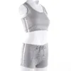 QR00女性のトラックスーツ2020 HOT SUMMER WOMENS YOGA SET 2PCS WOMENS BELT SET BRA SOREVELESS VESTベスト半袖フィットネスランニングヨガジムスポーツウェア240424