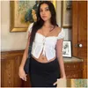 Womens T-Shirt Top Lace Short Sleeve Tie 2023 Summer Spice Girl Split Versatile Women Drop Delivery Apparel Clothing Tops Tees Dhw8R