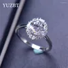 Cluster Rings YUZBT 18K White Gold Plated 1.5 Brilliant Cut Diamond Past D Color Moissanite Circle Stones Ring Wedding Jewelry