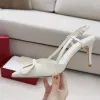 Luxe dames zomer sandalen merkontwerper high hakken metalen gesp schoenen vrouwen slingback pompen sexy puntige teen nestiletto avondschoenen 35-44