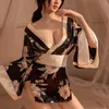 Dames slaapkleding sexy badjobes kimono verleidelijke uniform verleidelijke volwassen prestatie cosplay geisha yukata lingerie jurk anime kleding voor vrouwen y240426