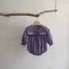 Rompers jesienne ubrania dla dzieci niemowlęce One Piece Hafdery Orywa 2 sztuki Dziewczyny Dziewczęta Bodysuit H240509