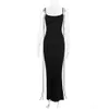 Basic Casual Dresses Night Club Party Lang voor vrouwen 2023 Zomer Modejurk kont Ruched bodycon Backless Lace Up Maxi Dress Drop del Dhyfy