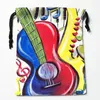 Depolama Çantaları Gitar Müzik Drawstring HD Baskı 18x22cm Varış Yumuşak Saten Kumaş Resued Giysileri Çanta Ayakkabı 12.2