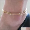 Anklets Simple Woman Casual/Sporty 14K Gold Chain Women Ankle Bracelet Jewelry Drop Delivery Otykt