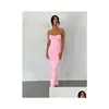 Basic Casual Dresses Night Club Party Lang voor vrouwen 2023 Zomer Modejurk kont Ruched bodycon Backless Lace Up Maxi Dress Drop del Dhyfy