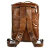 Backpack Nesitu High -End Capacity Brown A4 Couro genuíno Mulheres homens Bolsa de viagem Bolsa de ombro Bolsas de ombro M7014