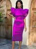 Vestidos de festa Aomei Midi Dress Bodycon Coloque High Slevas Sleva Blataz Shiny Robo Sem Vermato Verão Grande Tamanho Coacktail Formal Vestidos de noite