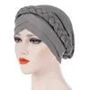 Hijabs KepaHoo Bohemia Style Women Turban Hat Braid Knot Lady Head Scarf Hijab Muslim Inner Hijab for Women Hair Accessories Hair Loss d240425