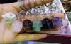 DS Natural Crystal Skull Ametyst Tiger Eye Rose Quartz Howlite Torchia di portata Figurina Pendery Ringh Hel Key Holding Men e Women Jewelry4062217