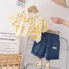 Kleidungsstücke Kinder Modekleidung Anzug Sommer Kinder Jungen Mädchen Kausale Printhemd Shorts 2pcs/Set Kids Kleinkind Kleidung Kleidungskind 0-5 Jahre
