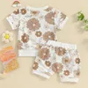 Juegos de ropa Cocina de ropa para bebés Camiseta de estampado floral de manga corta de manga corta + pantalones cortos 2 piezas colocadas para ropa infantil 0-3 años