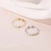 Cluster Rings S925 Серебряное кольцо для женщин Элегантное жемчужное набор женских украшений с регулируемым подарком в годовщину открытия