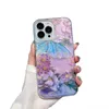 Mobiltelefonkisten lila Blumen Luxus Telefon Hülle Foriphone 14 13 12 11 Pro max gefärbt drei in einem schocksicheren weichen TPU Silicon ProtectiveCover J240426