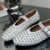 Lässige Schuhe Mode Frauen flach bequeme Balletttanz Tanz Top Runde Zehennetz hohle Slipers Crystal Walking Mujer