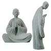 Garden Decorations 2 PCS Micro Landscape Buddha Statue Monk For Home Traditional Decor Aquarium Mini Stone Statyes