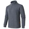 Herr hoodies Half Zipper Pullover tjockare fast färgtröja för manliga man tröjor Autum/Spring Turtleneck toppar 3xl