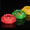 Kandelhouders Multicolor Glass Lamphouder Boeddhistische beker Mini Romantische lotus Flower Candlestick Tibetan Supply Boeddha Tafel Decoratie